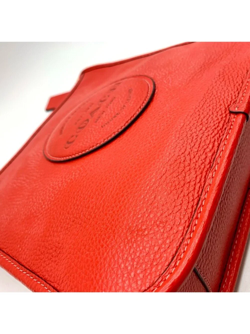 Coach Red Pebbled Leather Dempsey File Bag-CA290